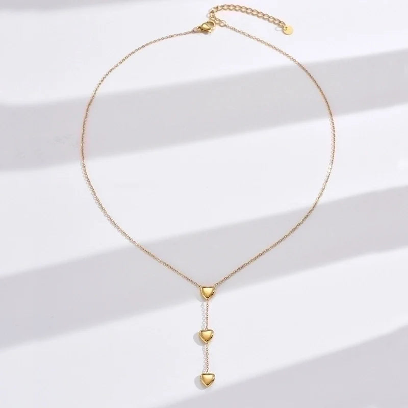Trinity Heart Lariat Necklace