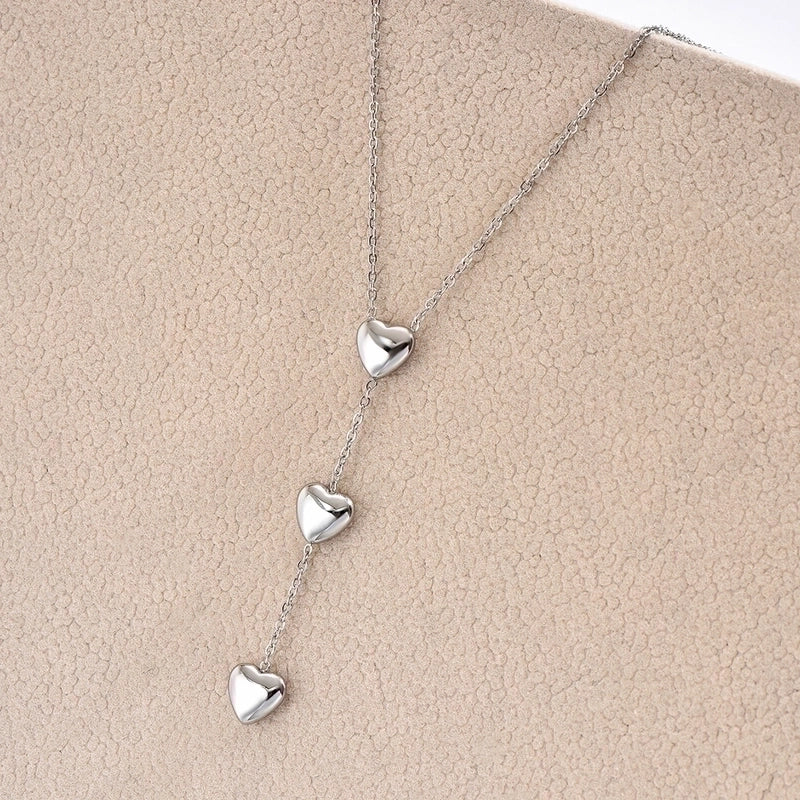 Trinity Heart Lariat Necklace