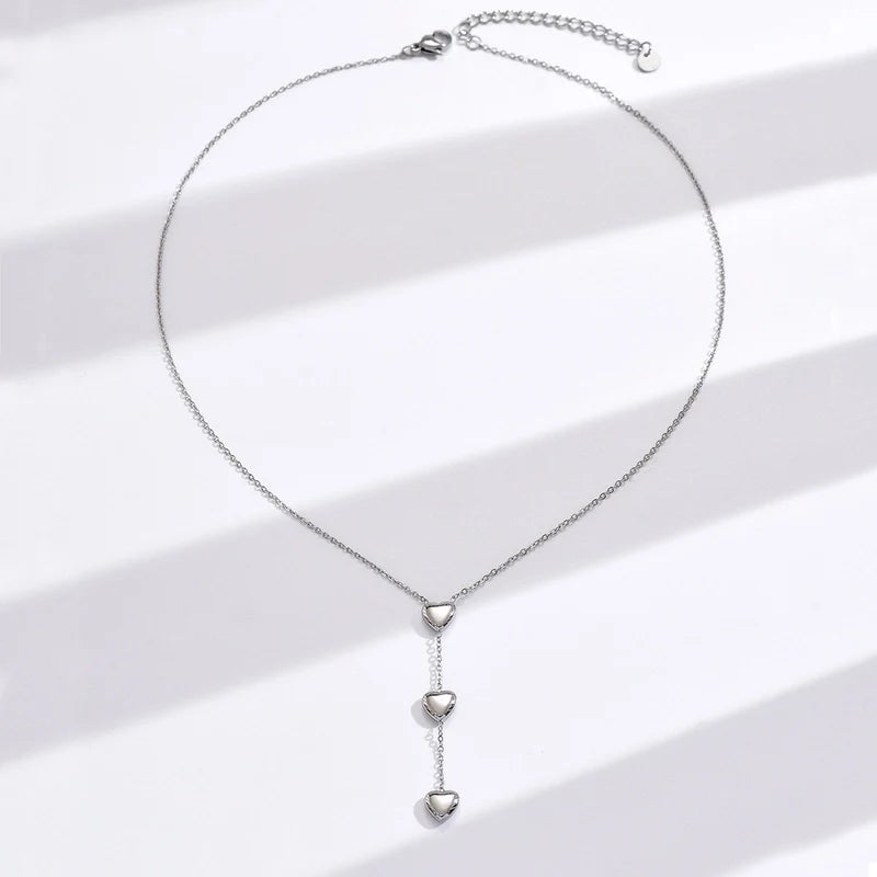 Trinity Heart Lariat Necklace