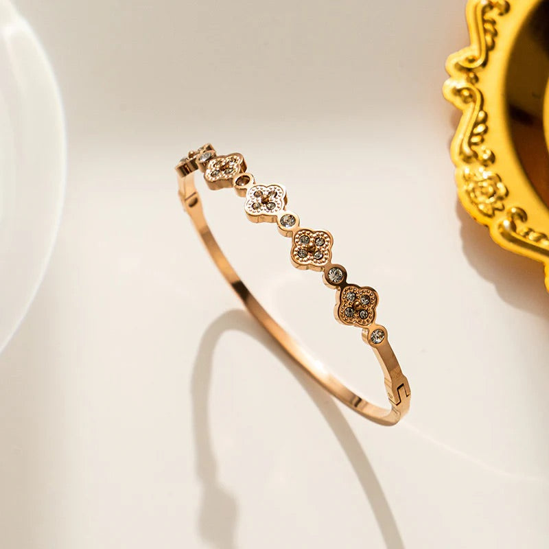 CZ Four Leaf Clover Bangle