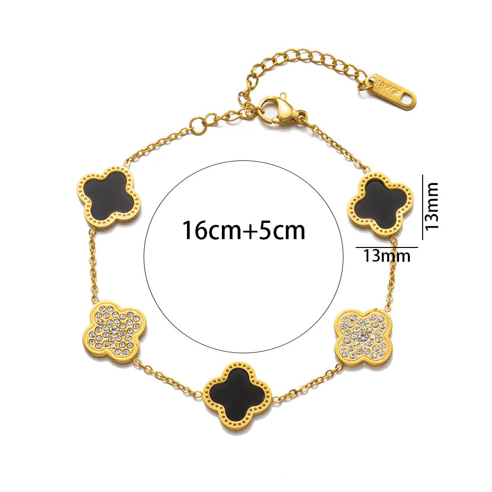 Lucky Clover and Diamond Bracelets