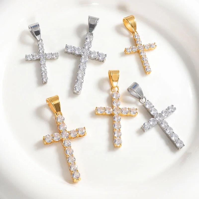 Crystal Pendant Cross Necklace