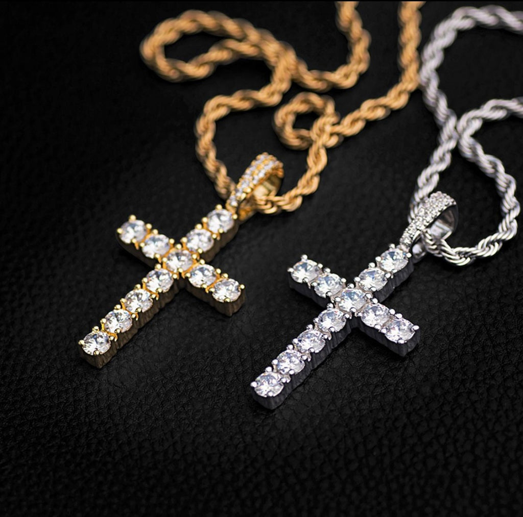 Crystal Pendant Cross Necklace