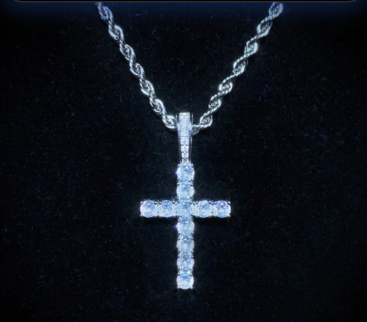 Crystal Pendant Cross Necklace