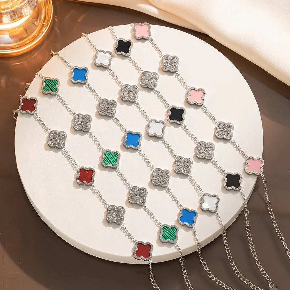 Lucky Clover and Diamond Bracelets